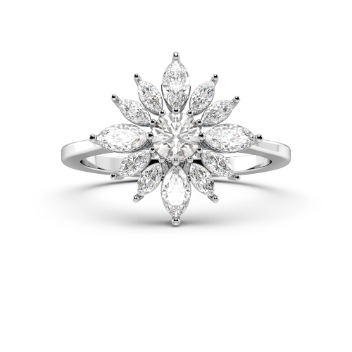 4 Prong Marquise/Round Flower Designer Diamond Ring