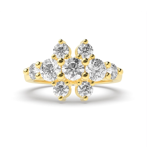 4 Prong Round Yellow Gold Big Diamond Rings