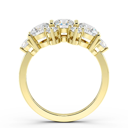 4 Prong Round Yellow Gold Big Cluster Diamond Rings