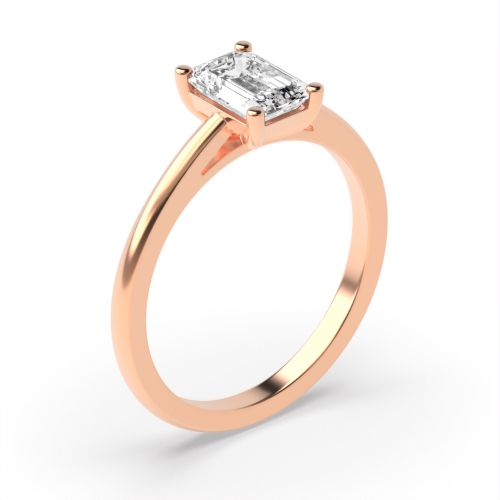 4 Prong Emerald Rose Gold Classic delicate band Engagement Rings