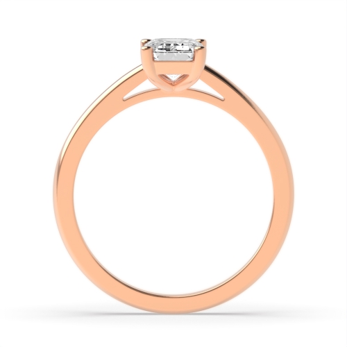 4 Prong Emerald Rose Gold Classic delicate band Engagement Rings
