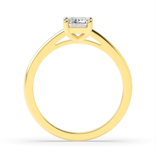 4 Prong Emerald Yellow Gold Classic delicate band Engagement Rings