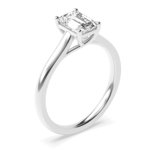 Emerald Cross Over Claws Solitaire Engagement Ring | Abelini