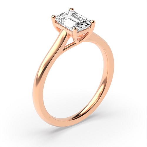 4 Prong Emerald Rose Gold Crossover Highset Engagement Rings