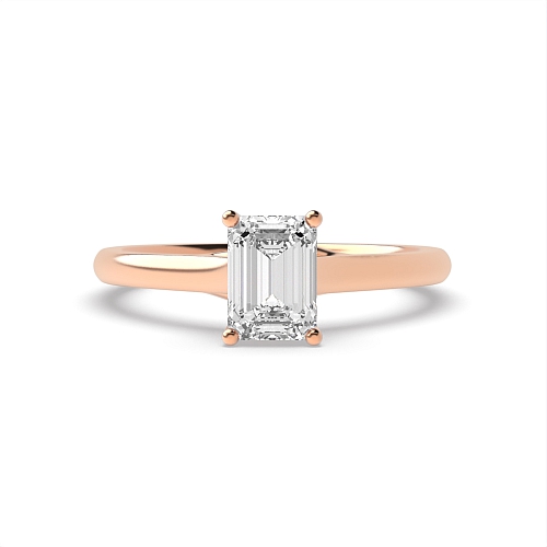 4 Prong Emerald Rose Gold Crossover Highset Engagement Rings