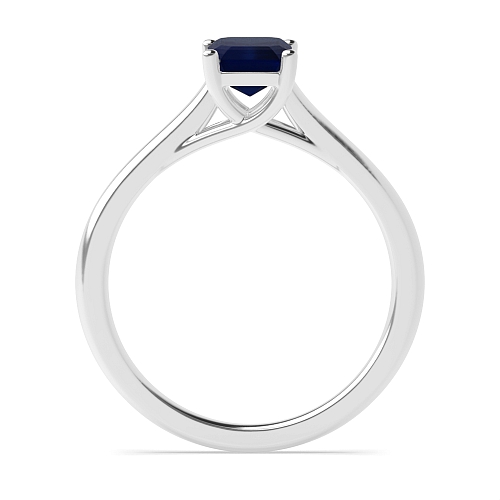 4 Prong Emerald Crossover Highset Blue Sapphire Engagement Rings