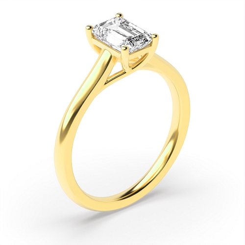 4 Prong Emerald Yellow Gold Crossover Highset Engagement Rings