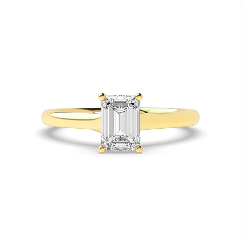 4 Prong Emerald Yellow Gold Crossover Highset Engagement Rings