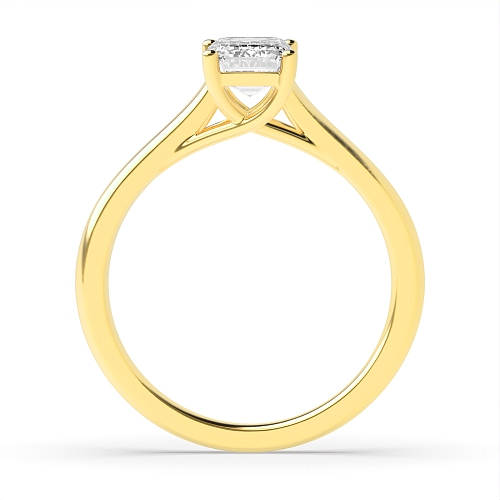 4 Prong Emerald Yellow Gold Crossover Highset Engagement Rings