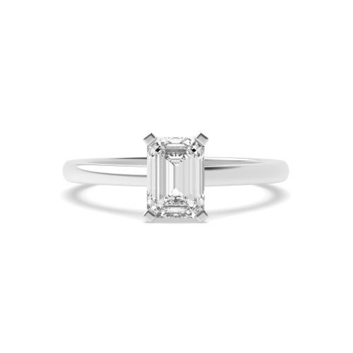 4 Prong Emerald Square Claws Solitaire Engagement Ring