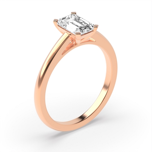 Emerald Rose Gold Square claws Engagement Rings