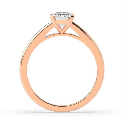 Emerald Rose Gold Square claws Engagement Rings