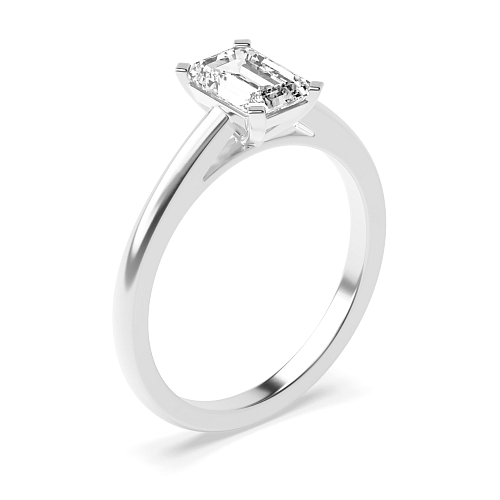 Emerald Platinum Square claws Engagement Rings