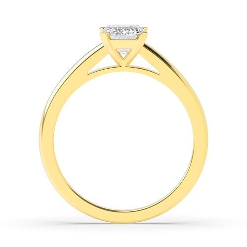 Emerald Yellow Gold Square claws Engagement Rings