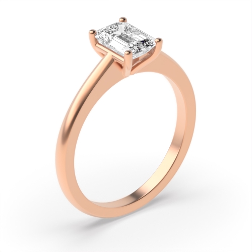 4 Prong Emerald Rose Gold Open Engagement Rings