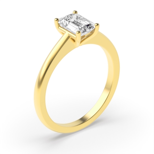 4 Prong Emerald Yellow Gold Open Engagement Rings