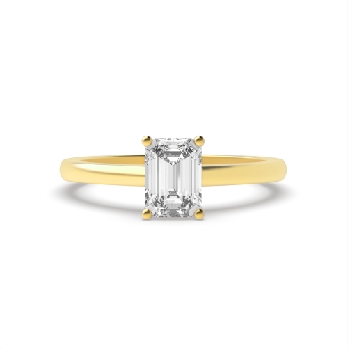 4 Prong Emerald Yellow Gold Open Engagement Rings