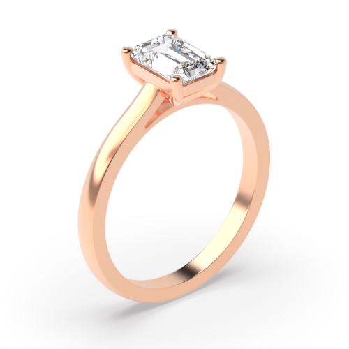 Emerald Raise Shoulder Solitaire Diamond Engagement Ring