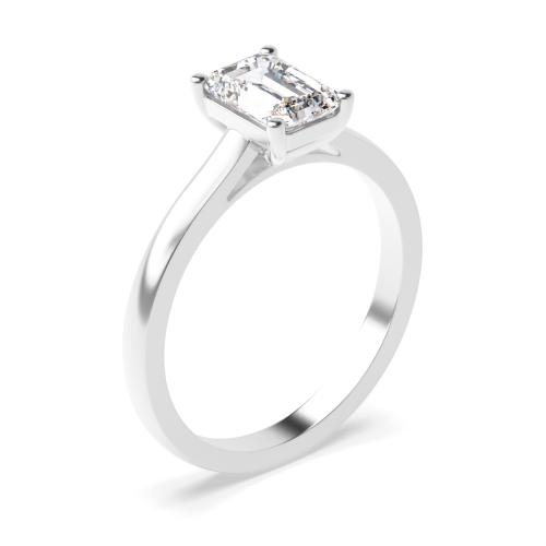 Emerald Raise Shoulder Solitaire Diamond Engagement Ring