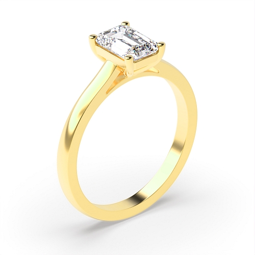 Emerald Yellow Gold Raise shoulder Engagement Rings