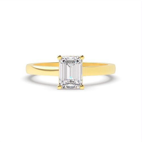 Emerald Yellow Gold Raise shoulder Engagement Rings