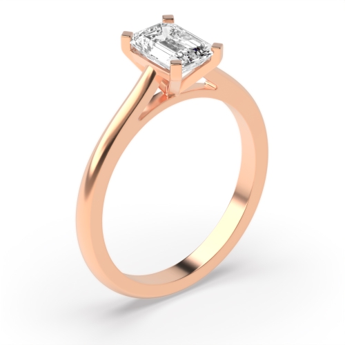 4 Prong Emerald Rose Gold Royalty Engagement Rings