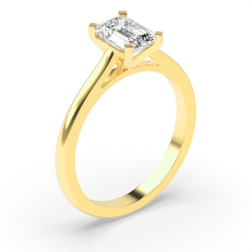 4 Prong Emerald Yellow Gold Royalty Engagement Rings