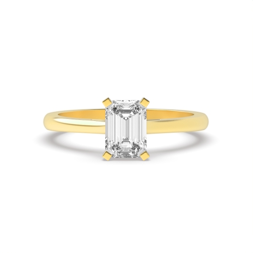 4 Prong Emerald Yellow Gold Royalty Engagement Rings