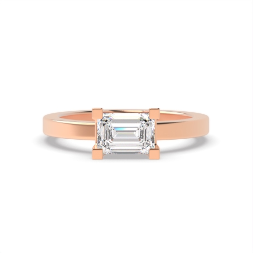 4 Prong Emerald Rose Gold U shape setting Engagement Rings