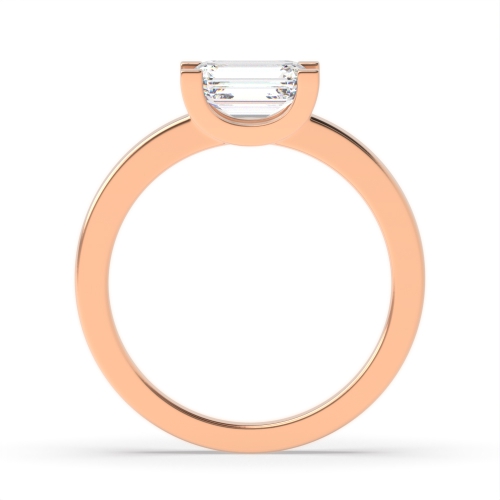 4 Prong Emerald Rose Gold U shape setting Engagement Rings