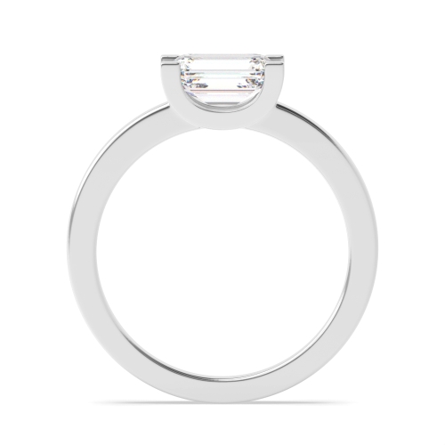 4 Prong Emerald U shape setting Naturally Mined Diamond Engagement Rings
