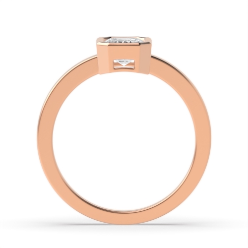 Bezel Setting Emerald Rose Gold Solid shoulder Engagement Rings