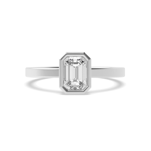 Bezel Setting Emerald Solid shoulder Naturally Mined Diamond Engagement Rings