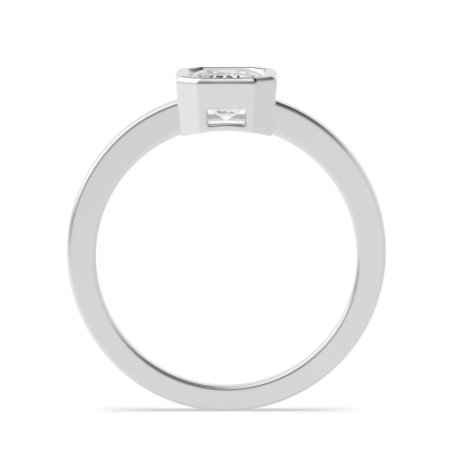 Bezel Setting Emerald Solid shoulder Naturally Mined Diamond Engagement Rings