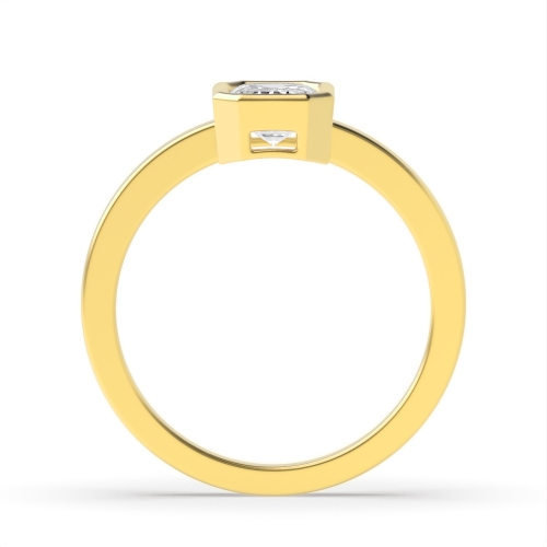 Bezel Setting Emerald Yellow Gold Solid shoulder Engagement Rings