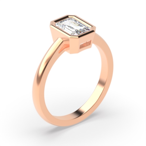 Bezel Setting Emerald Rose Gold Shoulder gallery Engagement Rings