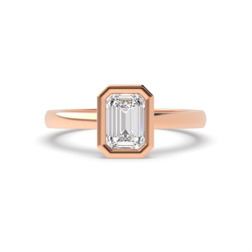 Bezel Setting Emerald Rose Gold Shoulder gallery Engagement Rings