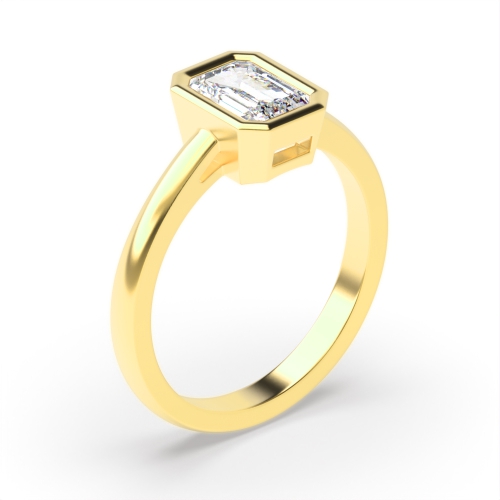 Bezel Setting Emerald Yellow Gold Shoulder gallery Engagement Rings