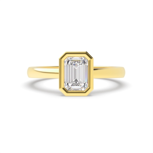 Bezel Setting Emerald Yellow Gold Shoulder gallery Engagement Rings
