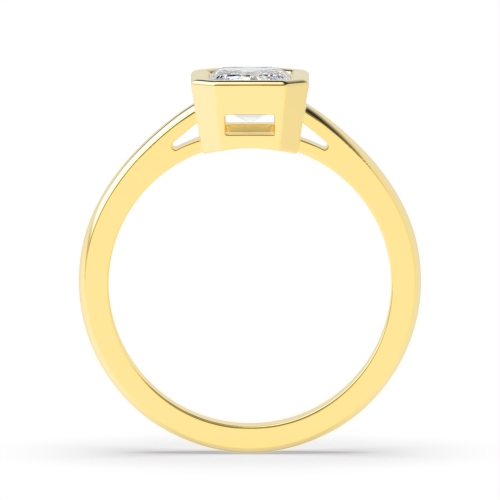 Bezel Setting Emerald Yellow Gold Shoulder gallery Engagement Rings