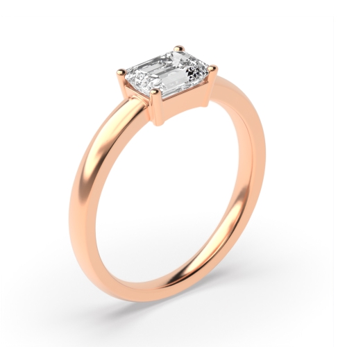 4 Prong Emerald Rose Gold Vertical set classic shoulder Engagement Rings
