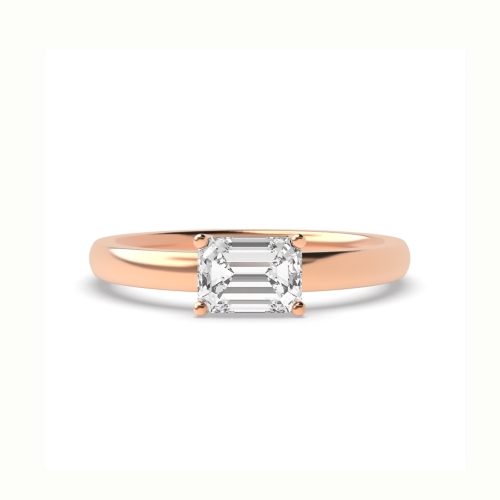 4 Prong Emerald Rose Gold Vertical set classic shoulder Engagement Rings
