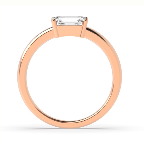 4 Prong Emerald Rose Gold Vertical set classic shoulder Engagement Rings