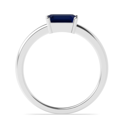 4 Prong Emerald Vertical set classic shoulder Blue Sapphire Engagement Rings