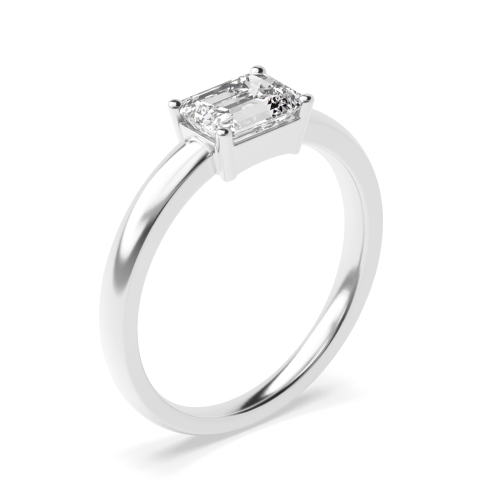 4 Prong Emerald Vertical set classic shoulder Moissanite Engagement Rings