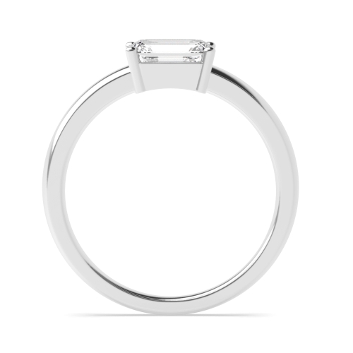 4 Prong Emerald Vertical set classic shoulder Moissanite Engagement Rings