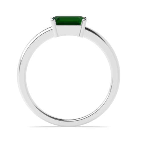 4 Prong Vertical set classic shoulder Emerald Engagement Rings