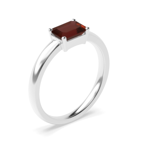 4 Prong Emerald Vertical set classic shoulder Garnet Engagement Rings