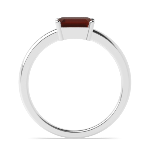 4 Prong Emerald Vertical set classic shoulder Garnet Engagement Rings