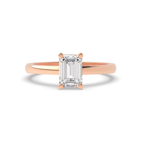 4 Prong Emerald Rose Gold Classic tapered shoulder Engagement Rings